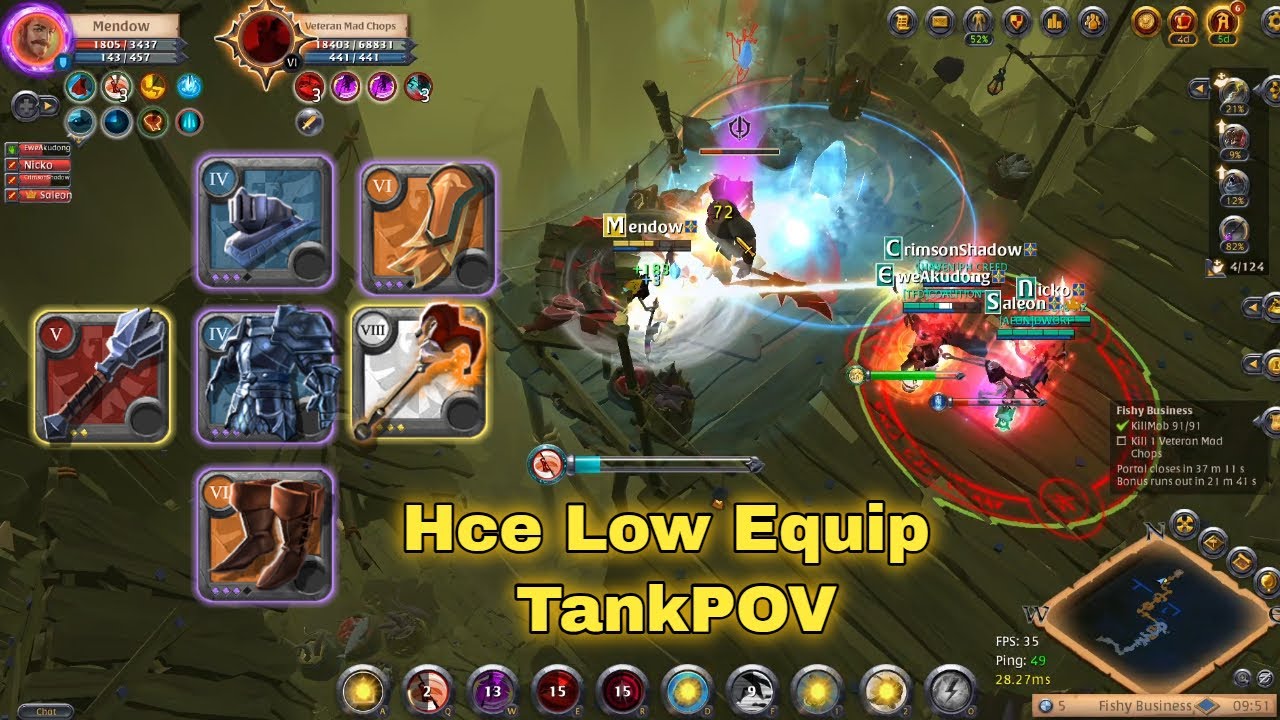 Albion Online PVE -  Hardcore Expedition (HCE) Low Tier Equip TANK POV