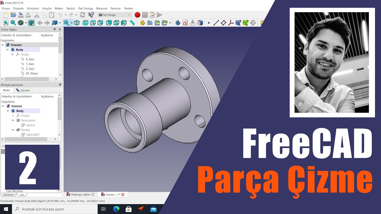 FreeCAD Parça Çizme Dersleri #2 | Freecad Tutorial for Beginners ( Turkish )