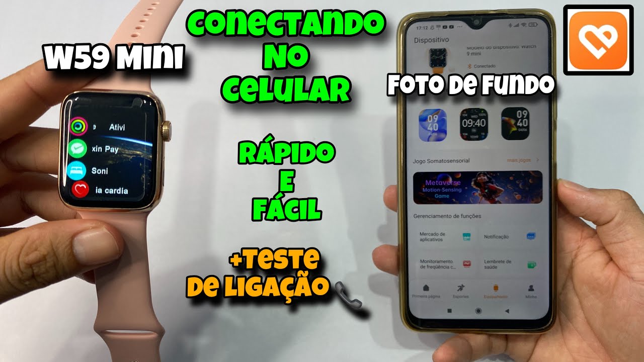 CONECTANDO W59 MINI 41mm NO CELULAR +Teste de ligação 📞|Foto de Fundo e  Playlist | Veja 👇🏻