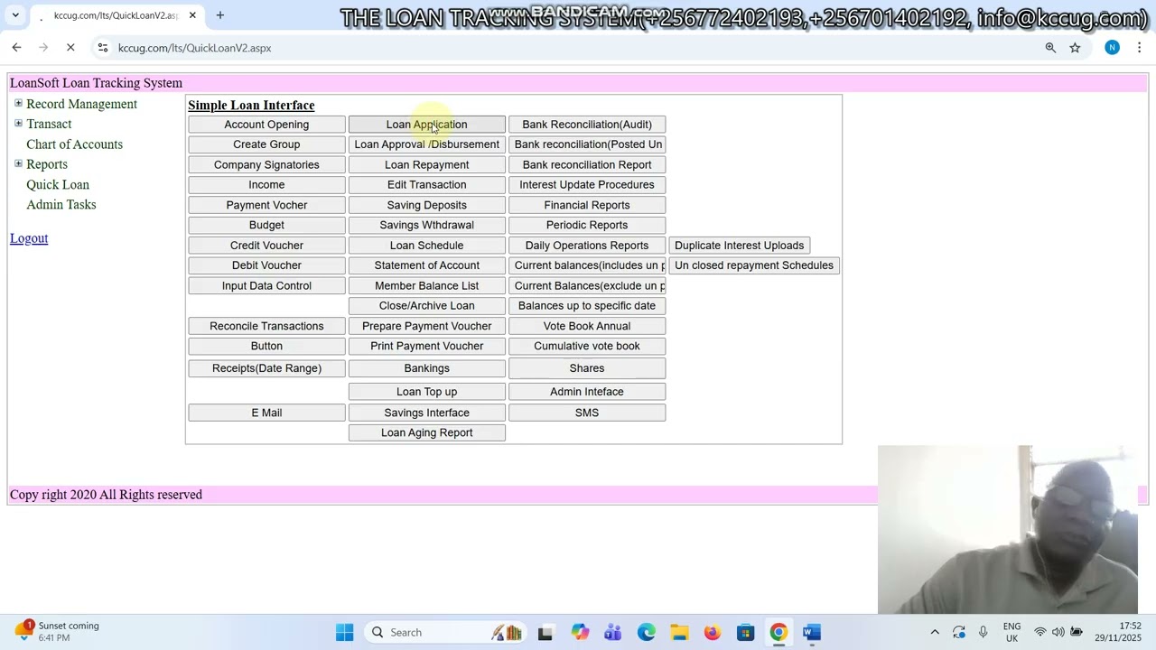 LOAN TRACKING SYSTEM OPENING ACCOUNTS