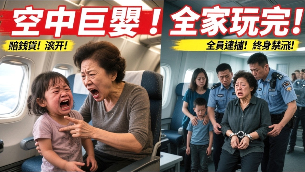 賠錢貨坐哪不一樣？我孫子是男孩！ 中國大媽在美國航班上強佔女童座位並咆哮，乘務長一句話，讓她全家被機場員警 銬走 ，終身禁飛還賠償50萬！
