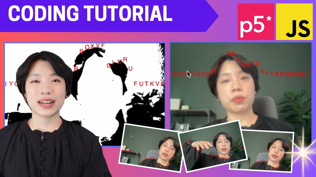 p5.js Coding Tutorial | Text Rain (Drawing w Webcam)