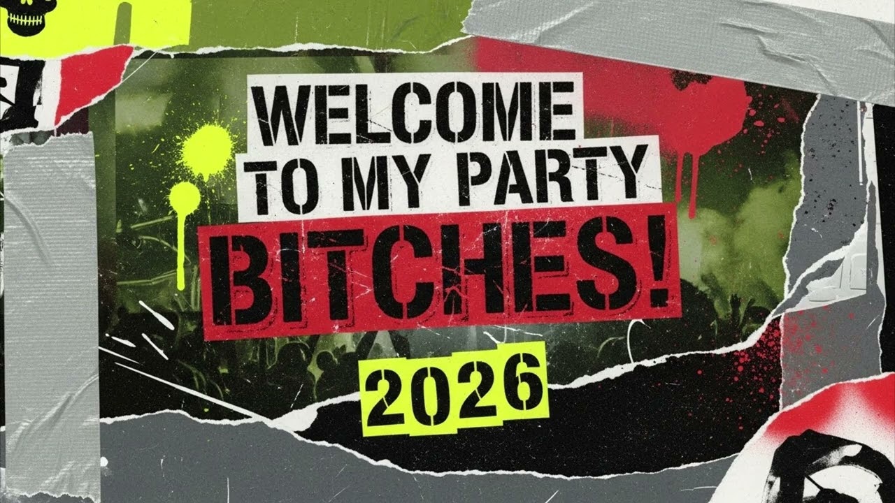 Tv Art Screensaver For Party 2026 | Grunge Style - Welcome to My Party Bitches | TV Wallpaper