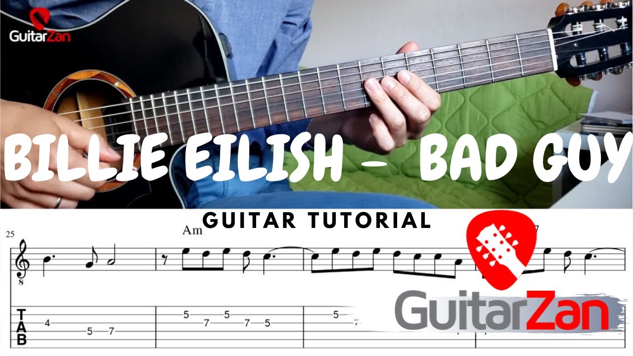 Billie Eilish -  Bad guy - easy guitar tutorial, guitar lesson, how to play