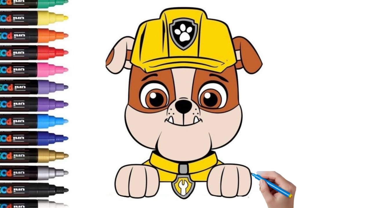How to Draw Rubble from PAW Patrol | Easy Coloring for Kids