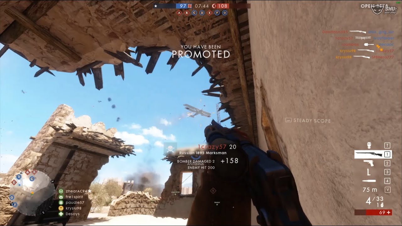 BF1 plane pilot killed with sniper rifle