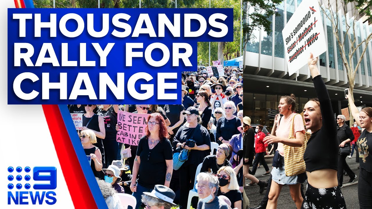 Tens of thousands protest in Women's March 4 Justice rally | 9 News Australia
