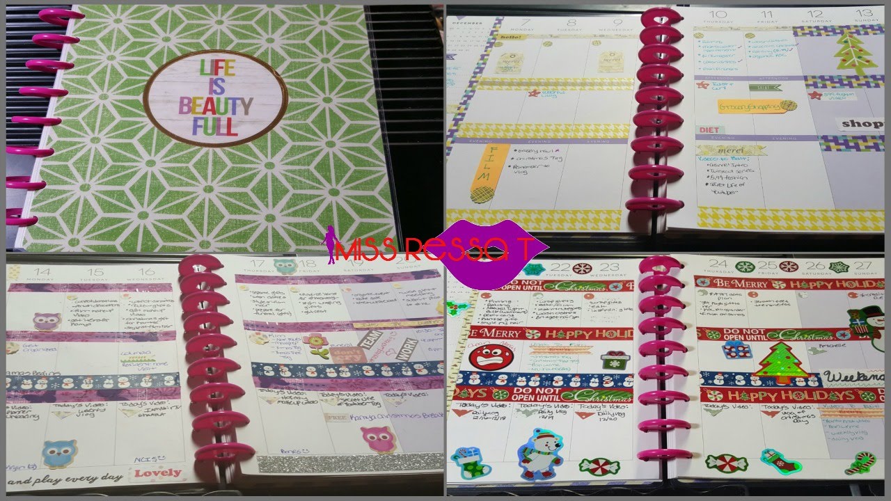 #12daysofvlogmas December Planner Spreads aka Plan w/Me Fail!|No Kit Planning|MissRessaT