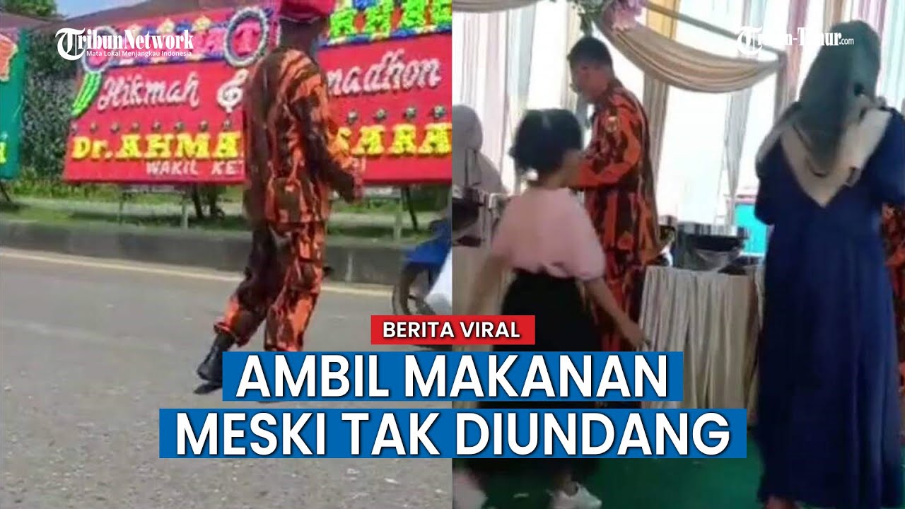 Tak Diundang Hajatan, Pria Ini Tetap Datang Gunakan Seragam Ormas dan Ambil Makanan