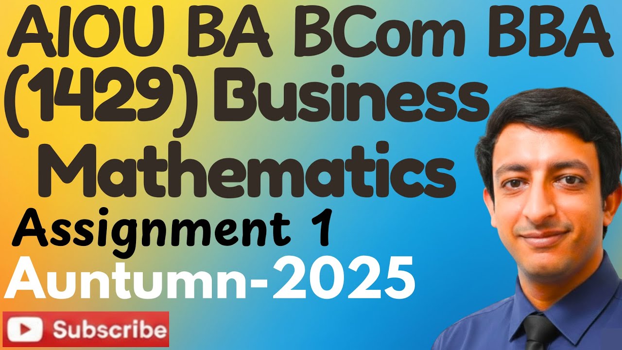 AIOU Code 1429 Business Mathematics BA BCom BBA AD Solved Assignment 1 Autumn 2025 Complete Solved