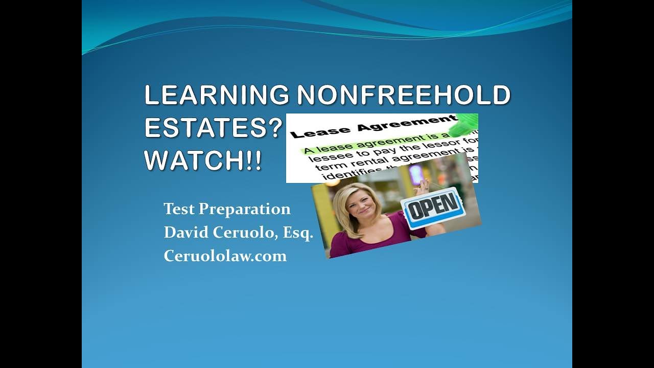 Different Types of TENANT AGREEMENTS...Non Freehold Estate definition real estate...