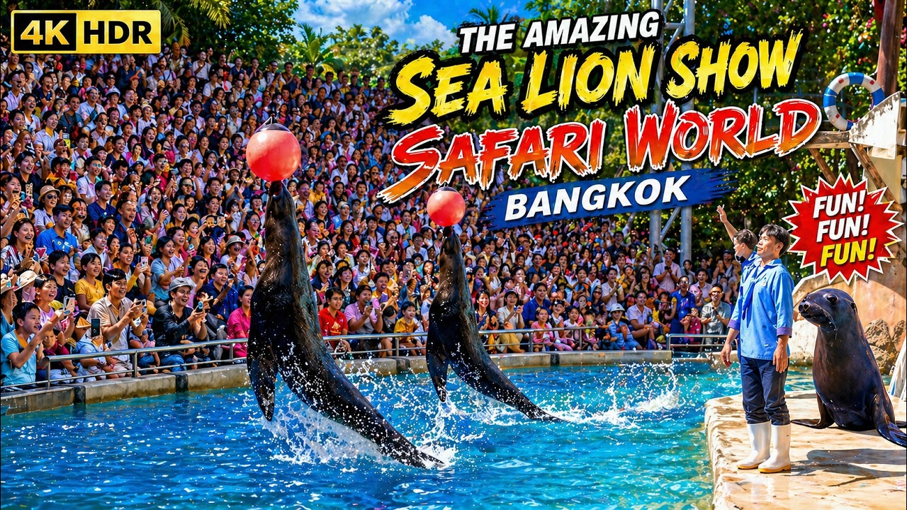 The Amazing Sea Lion Show at Safari World Bangkok Marine Park section ( Full Show )