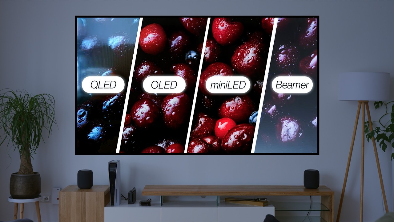 QLED, OLED, Mini-LED oder Beamer? Der ultimative Side-by-Side TV-Vergleich 2025