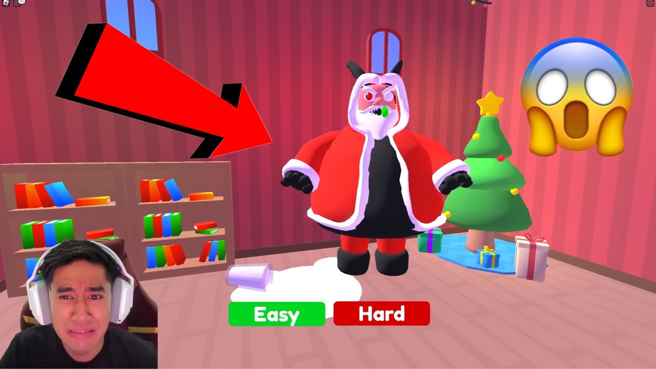 SERAM SANTA MATA MERAH 😱 ESCAPE EVIL KRAMPUS OBBY 😈