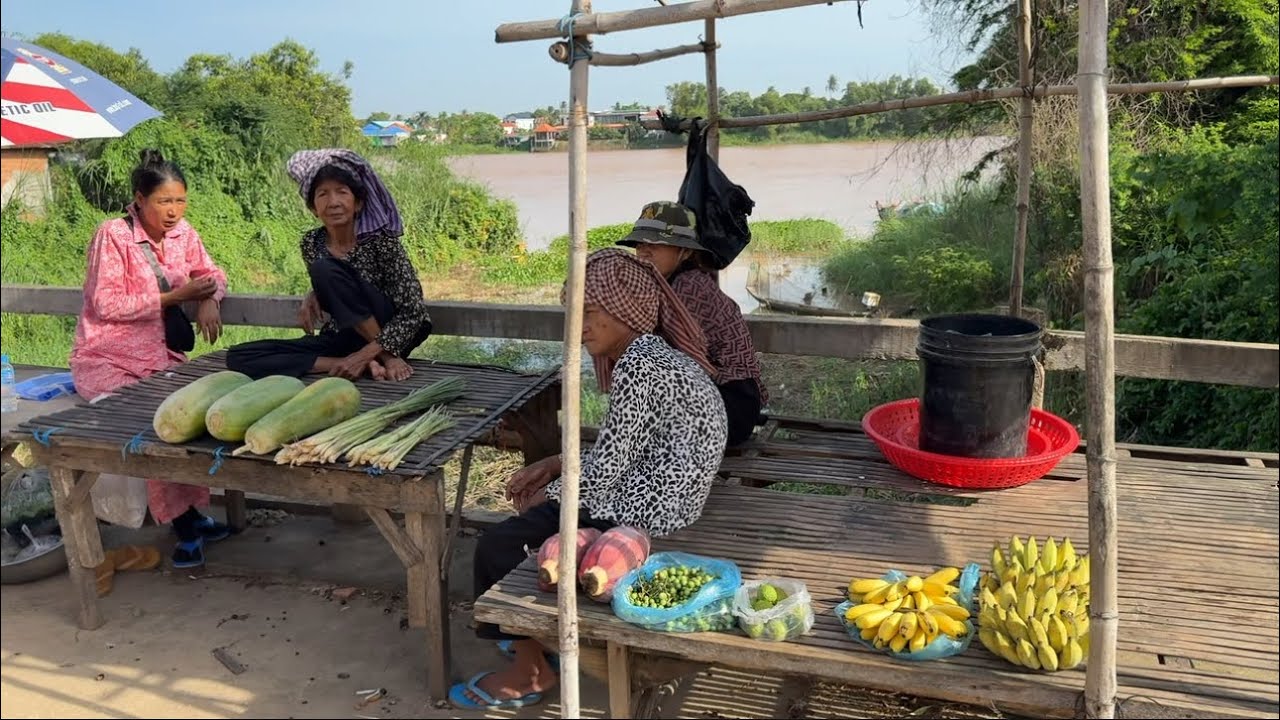 Market on The Bridge in Countryside, Cambodia