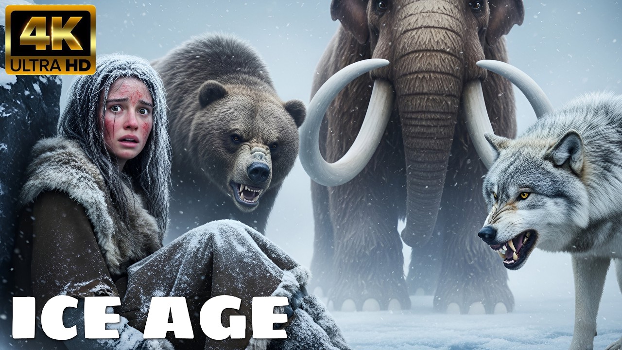 Life Million Years Ago – A Girl Surrounded by Mammoth, Wolf, and Endless Snow ❄️🦣