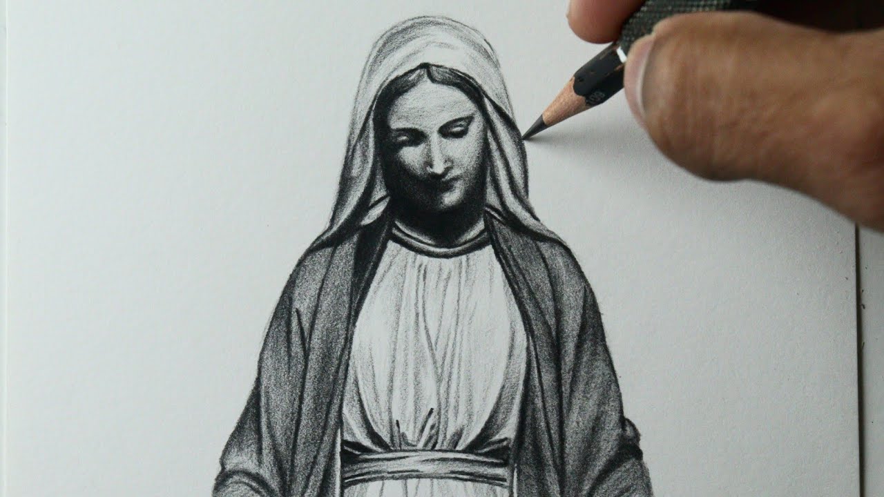 Como desenhar a Virgem Maria PASSO A PASSO narrado
