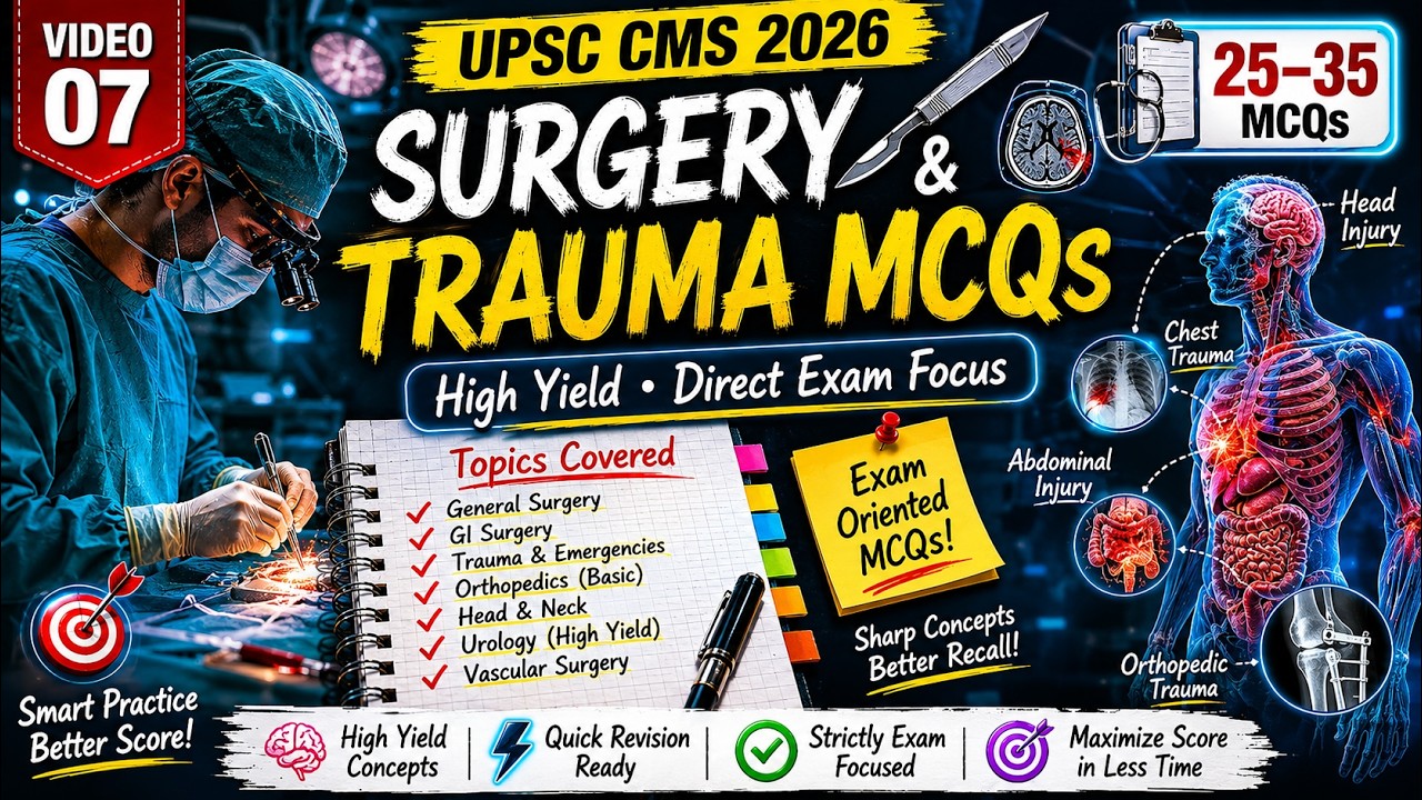 TARGET UPSC CMS 2026 RAPID REVISIONUPSC CMS 2026 🔥 Expected 240 MCQs Series | 35 MCQs | Video 7/10