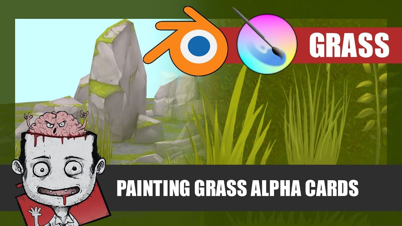 Painting grass texures with alpha  in Krita and blender