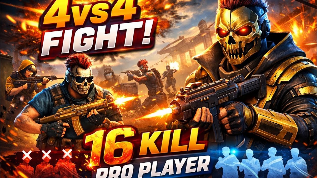 Aaj maine 16 kill mara 4vs4 me intresting video please like and subscribe #freefire #freefireindia 