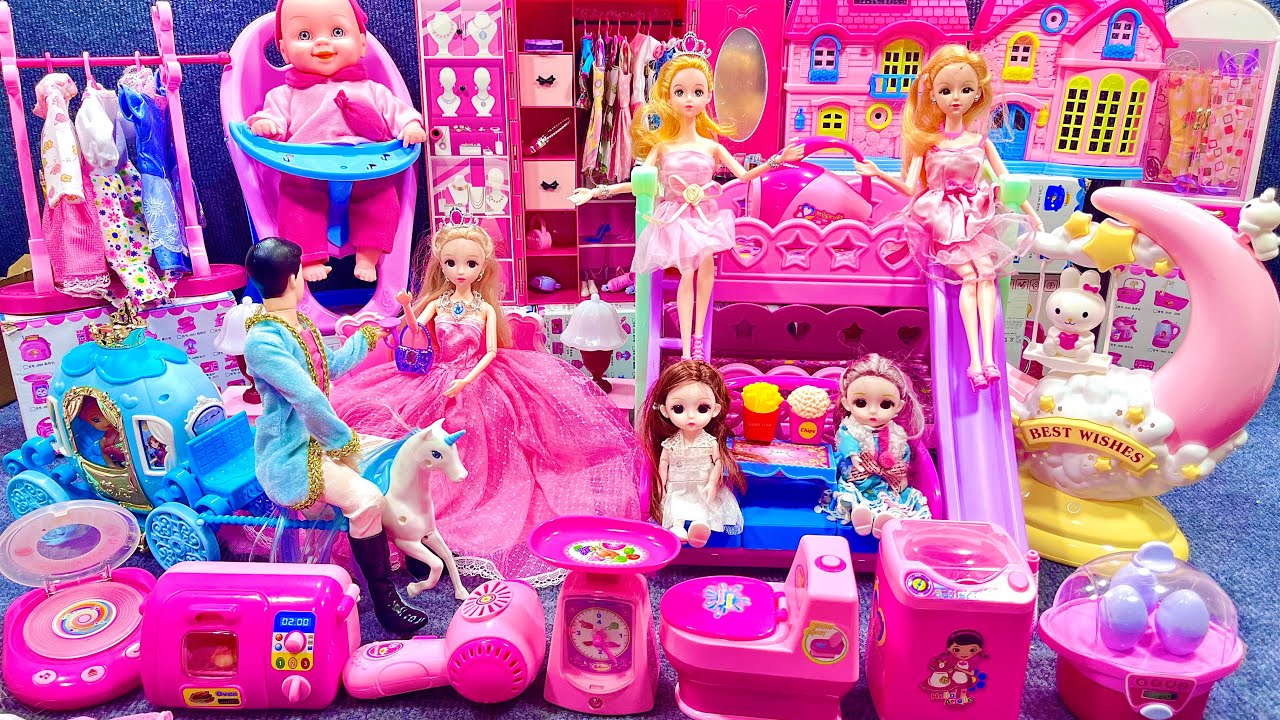 11 Minutes Satisfying with Unboxing Barbie Princess Bedroom & Kitchen Playset ASMR | Review Toys