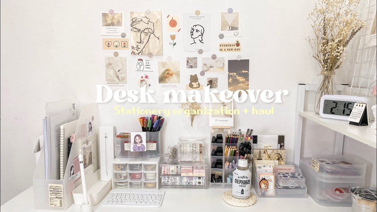 desk makeover + stationery organization ☁️✨
