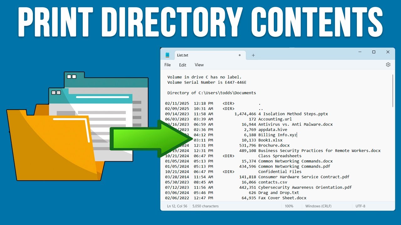 How to Export a List of Files in a Folder to Text or Excel (No Apps Needed)