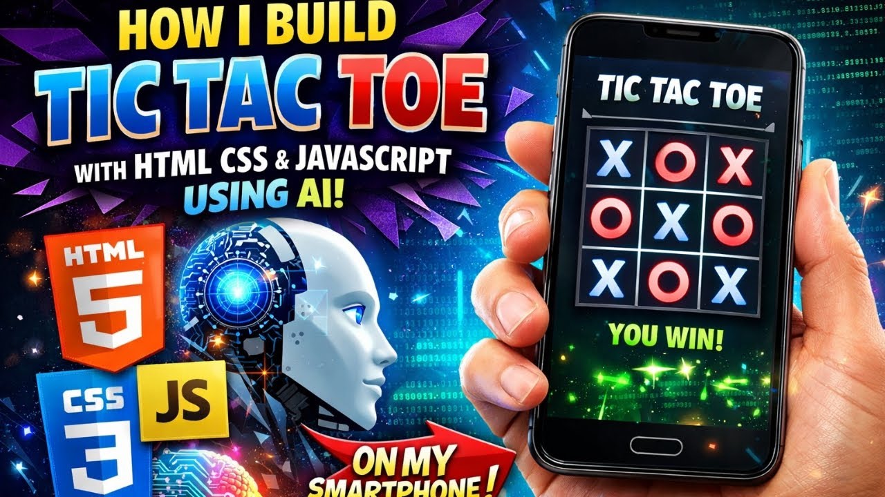 How i Build Tic Tac Toe with HTML CSS JavaScript Using AI with my Smartphone