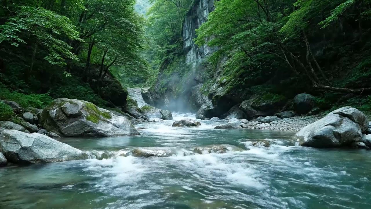 Mountain River & Waterfall Sounds | Relaxing Water White Noise for Sleeping Fast
