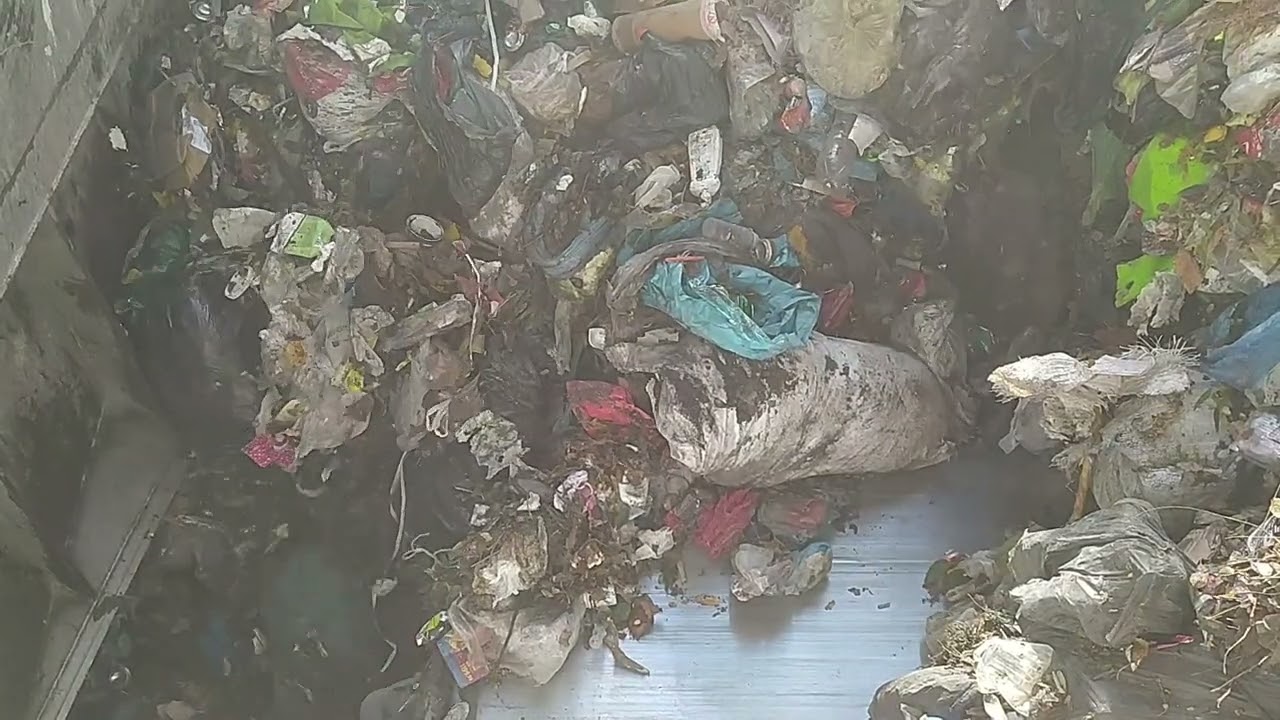 Trash Transfer Station , compacting mixed waste  Original sound only  #compactor
