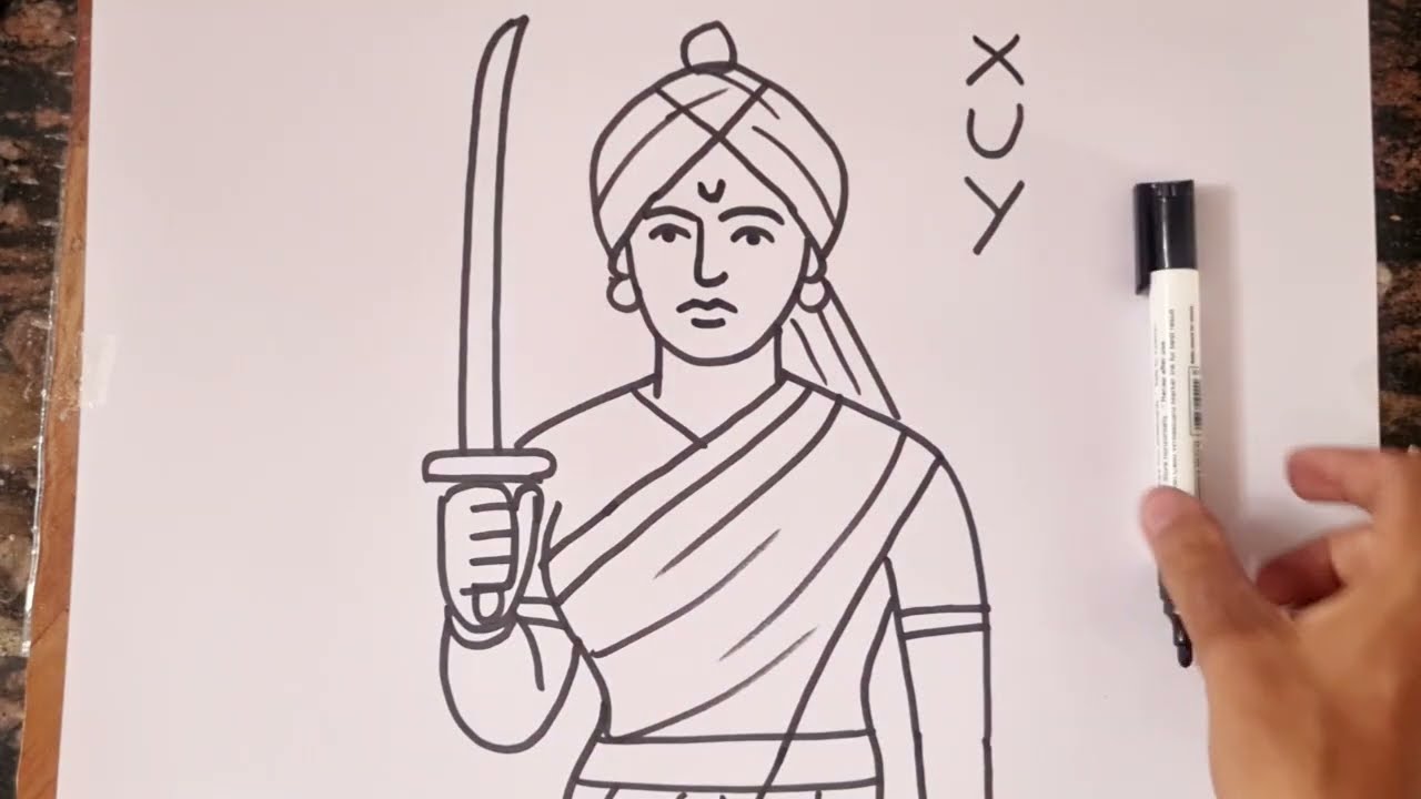 Jhansi ki Rani Laxmi Bai Drawing