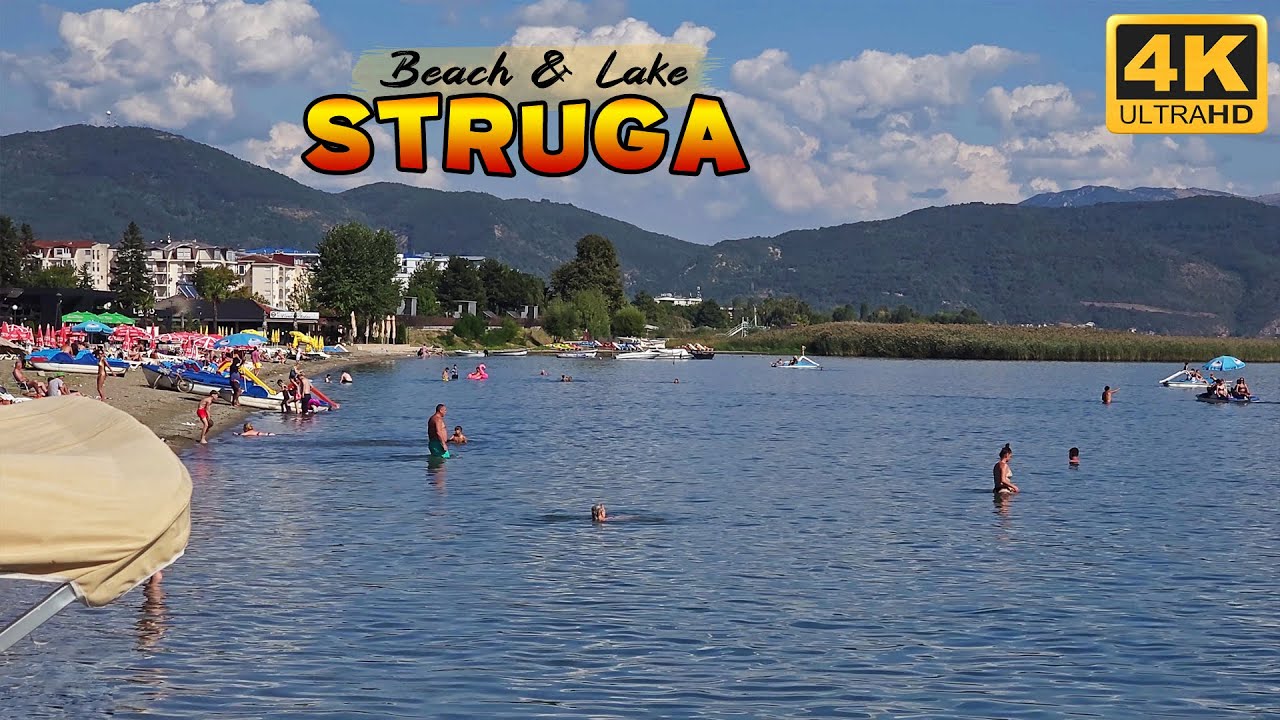STRUGA *Beach & Lake* Macedonia (Summer 2025) 【4K WALK TOUR】 🚶‍♂️ На плажа во СТРУГА, Македонија