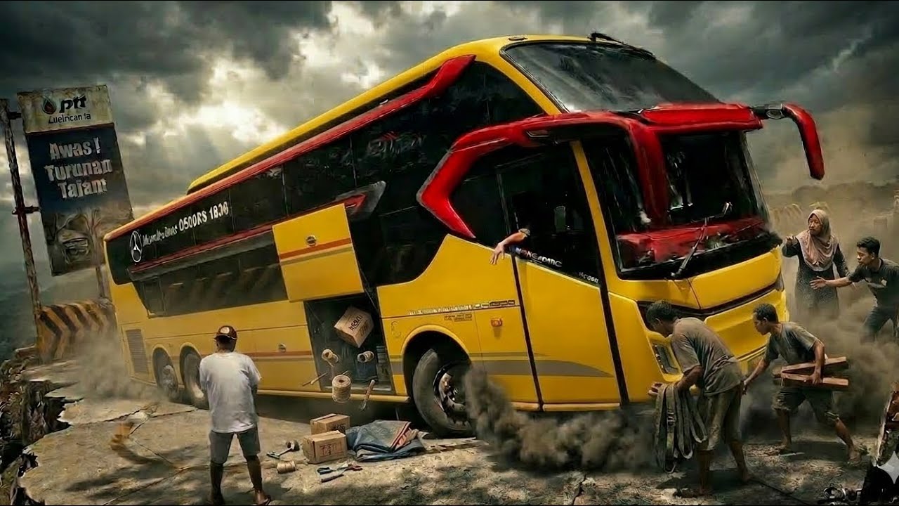 Detik-detik Menegangkan! Bus Padang - Jakarta Hampir Celaka di Lintas Sumatra