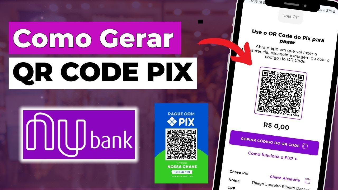 COMO FAZER QR CODE DA CHAVE PIX NO NUBANK - Aprenda Como Criar Uma Plaquinha Pix de GRAÇA