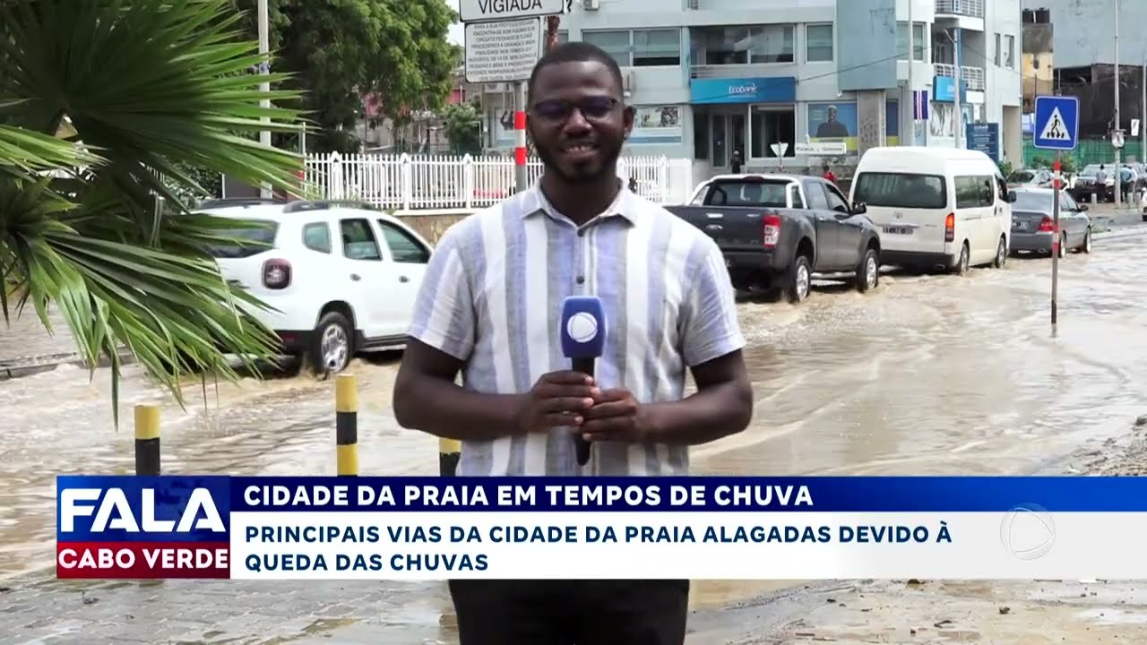 Principais vias da Cidade da Praia alagadas devido à queda das chuvas | Fala Cabo Verde