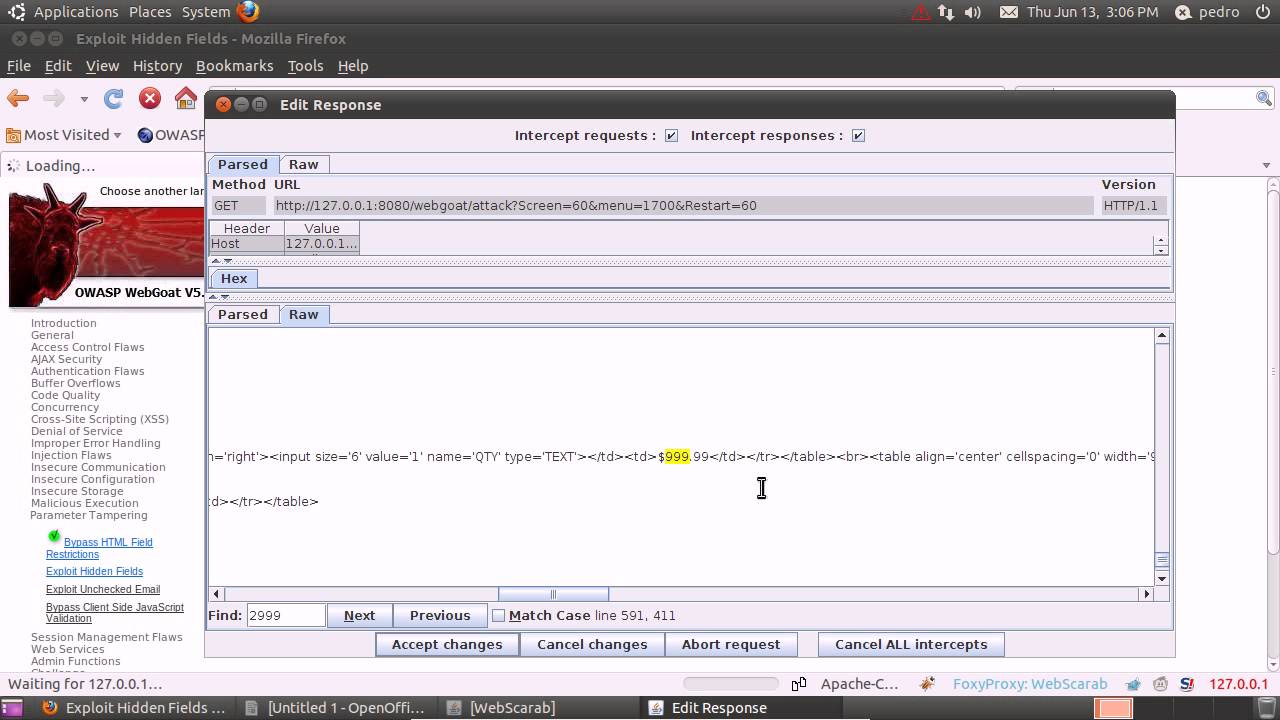 WebGoat - Exploit Hidden Fields