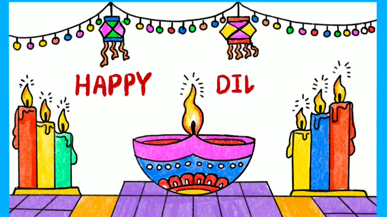 Diwali Drawing | Tihar | Deepawali | Diya | Easy drawing steps #drawing #top #art #video