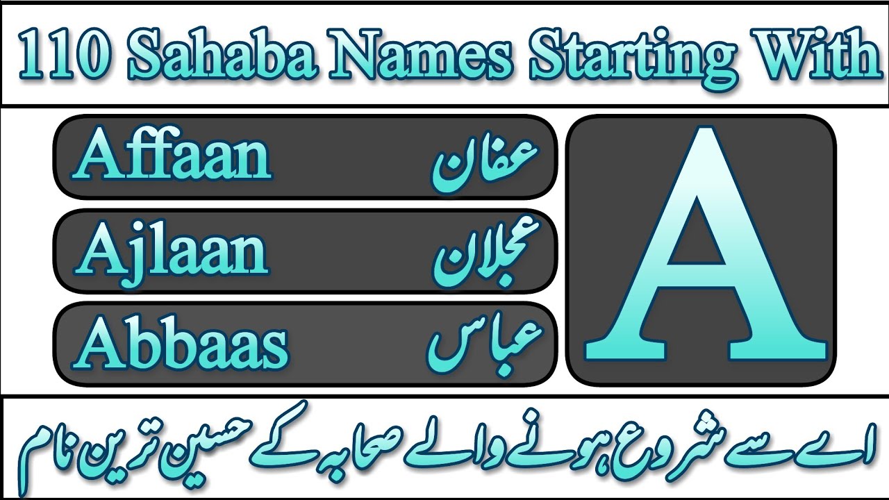 Sahaba Names Starting With Letter A || Islamic Boys Names 1 || Muslim Boys Names 1