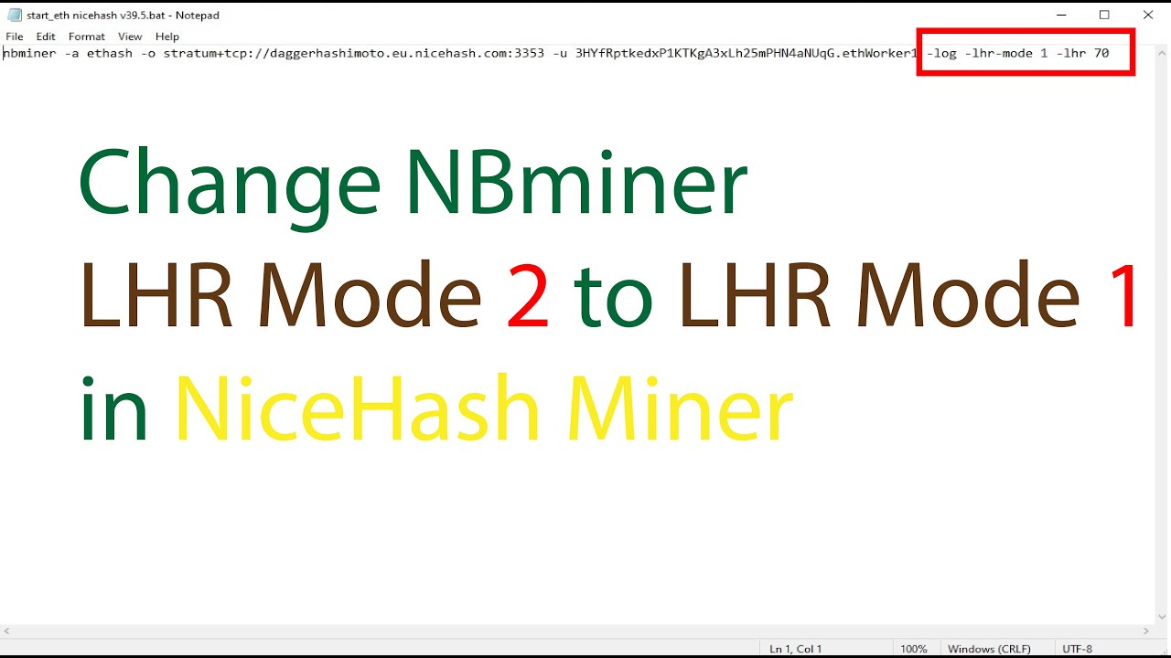 How to Change NBMiner LHR Mode 2 to LHR Mode 1 in NiceHash Miner?