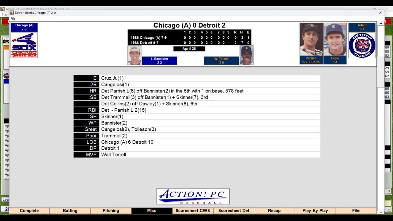 1986 MLB Replay: Chicago/Detroit