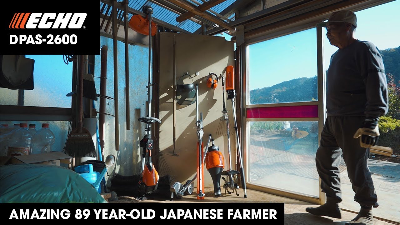 89 year-old farmer depends on the ECHO DPAS-2600 professional 56V battery multi-tool.
