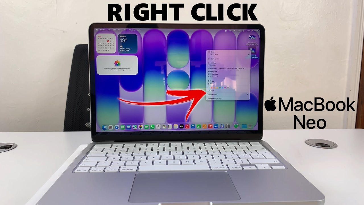 Как щелкнуть правой кнопкой мыши на MacBook Neo