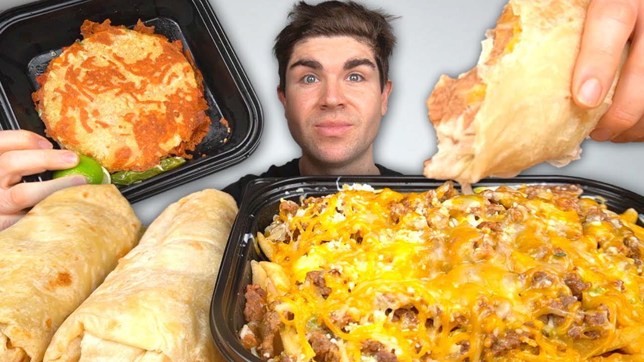 MEXICAN FOOD MUKBANG! Burritos, Cheesy Carne Asada Fries, Mulita (Feast)