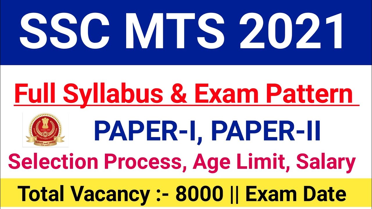 SSC MTS Syllabus 2021|SSC MTS 2021 Salary, Selection Process, Age Limit, Eligibility|#sscmts2021
