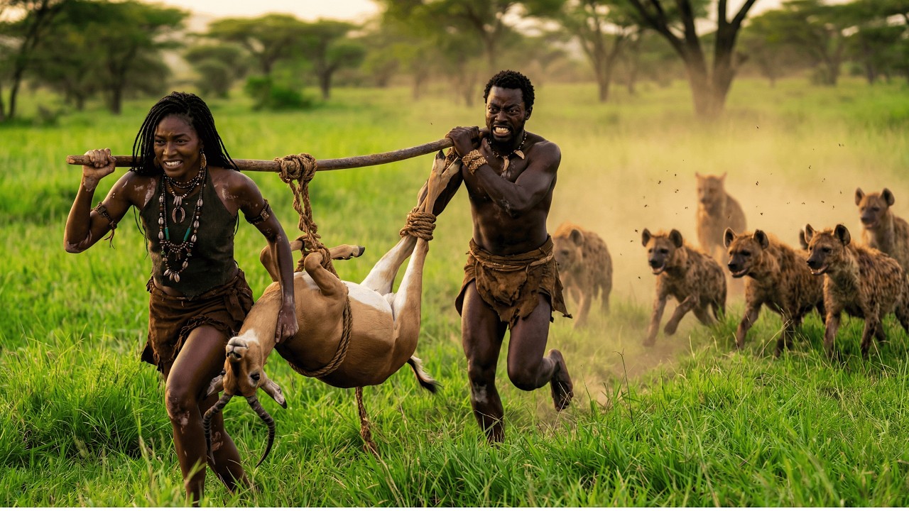 Life 2.5 Million Years Ago: Ancient African Couple VS Giant Hyenas