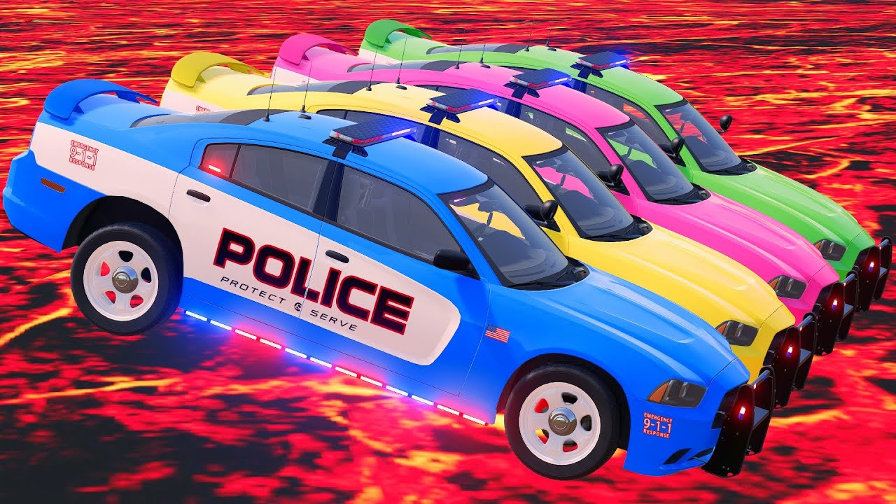 GO! POLICE CARS, AMBULANCE, FIRE TRUCK, COLORFUL CARS WITH TRUCK & TRAIN FARMING SIMULATOR 22! #106