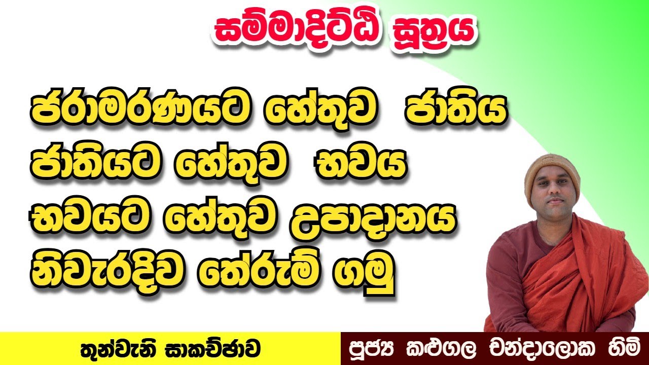 සම්මාදිට්ඨි සූත්‍රය | ජරාමරණ |  ජාතිය | භවය | උපාදානය නිවැරදිව තේරුම් ගමු