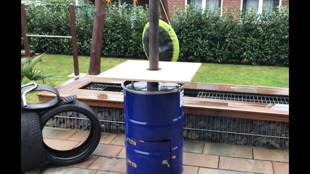 Eine Brenntonne als Stehtisch selber bauen /Fire barrel / как зделать из бочки печку barril de fuego