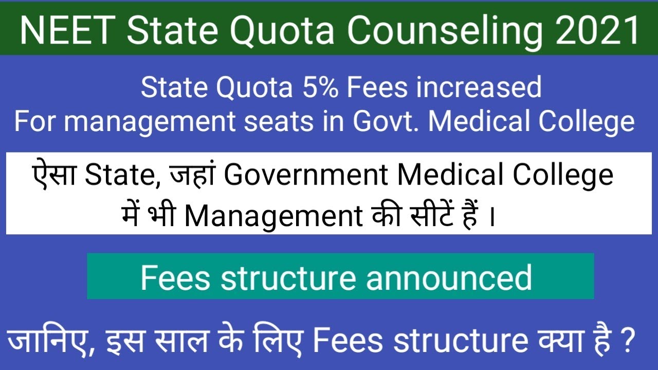 State Quota fees structure announced for Government management seats !! New fees structure ......