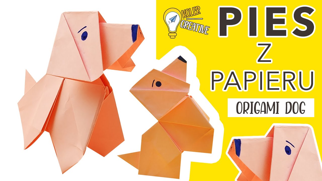 Pies origami - Paper Origami Dog - Piesek z papieru - How To Make Paper Dog Easy - Jak zrobić psa